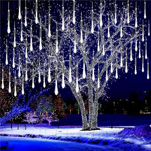 Christmas Lights Outdoor, Meteor Shower Lights Falling Rain Lights 12 inch 8 Tub